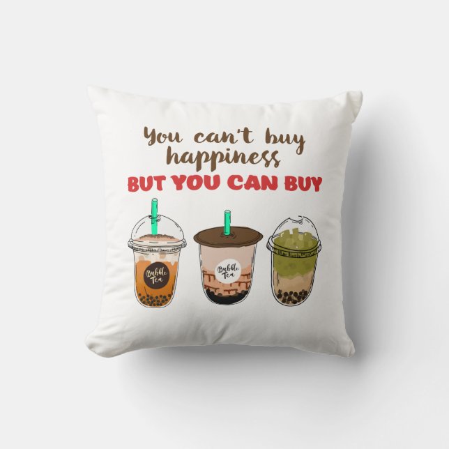 Cojín Decorativo Boba Lover no puede comprar felicidad (Anverso)