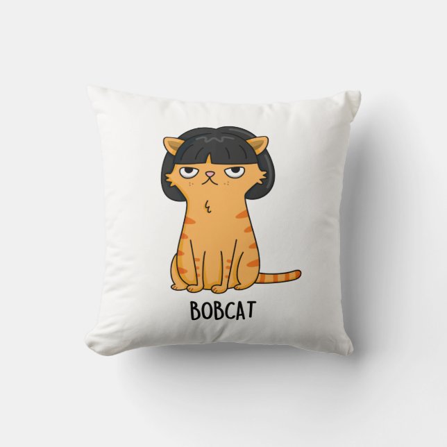 Cojín Decorativo Bobcat Funny Cat Bob Hair Pun (Anverso)
