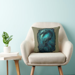 Cojín Decorativo Bobina Espectral Serpiente Ciberpunk Arte Oscuro