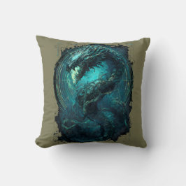 Cojín Decorativo Bobina Espectral Serpiente Ciberpunk Arte Oscuro