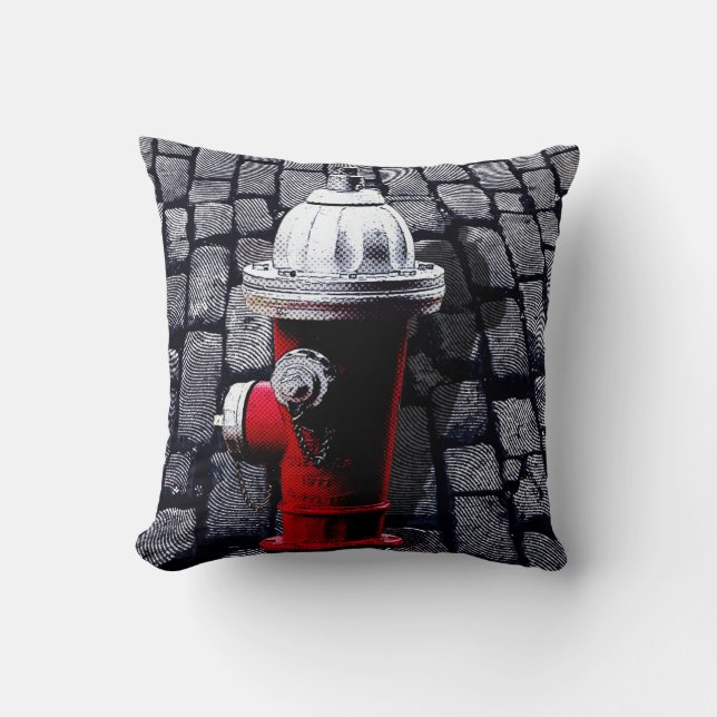 Cojín Decorativo Boca de incendios roja New York City (Anverso)