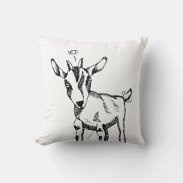 Cojín Decorativo Boceto de cabra que dice "¡Hej!"