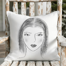 Boceto de cara de mujer en blanco y negro