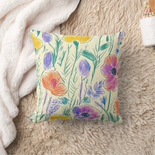 Cojín Decorativo Boceto de Flor Silvestre Vintage (6)