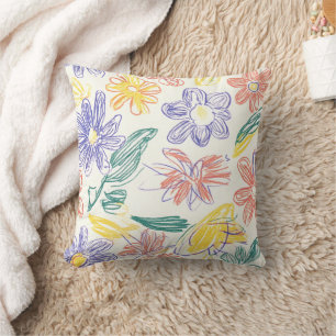 Cojín Decorativo Boceto de Flor Silvestre Vintage (9)