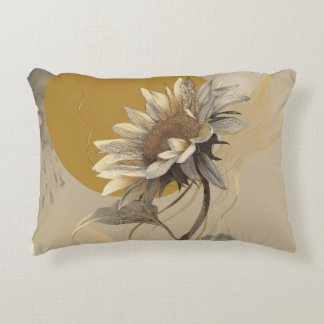 Cojín Decorativo Boceto de Girasol Minimalista Neutro