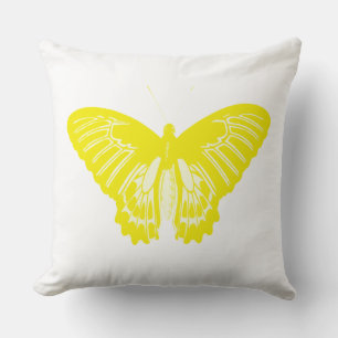 Cojín Decorativo Boceto de mariposa, amarillo cromo