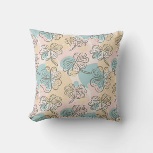 Cojín Decorativo Boceto de Patrón Floral en Pastel Dibujado a Mano