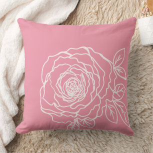 Cojín Decorativo Boceto de Rosa Romántica Floral Moderno