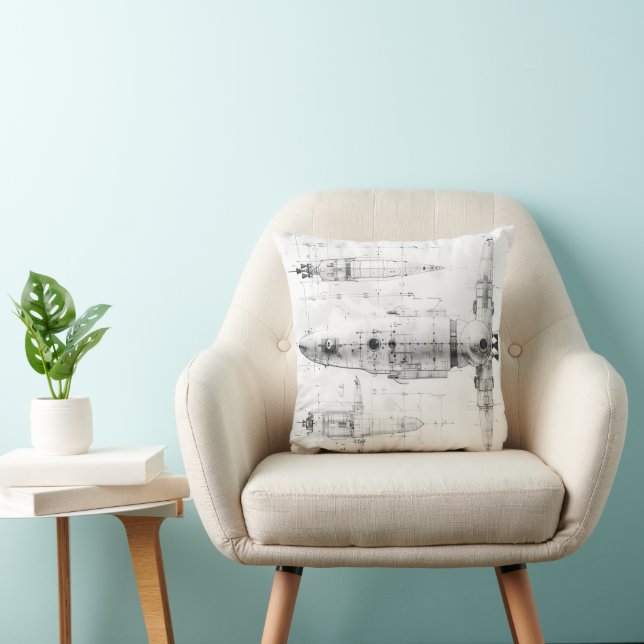 Cojín Decorativo Boceto Plano Espacial (Silla)