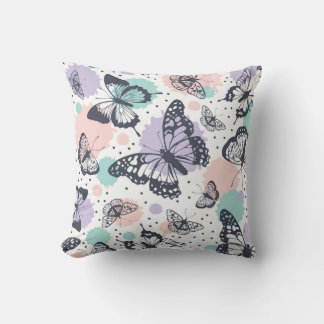 Cojín Decorativo Bocetos Coloridos de Mariposas en Pastel
