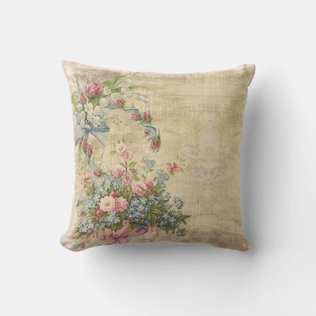 Cojín Decorativo Bocetos de flores en Brown angustiados (Anverso)