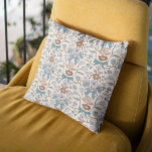 Cojín Decorativo Bocos azules y flores Boho<br><div class="desc">Boho y almohada rústica con ilustracion a mano de arcos y flores en colores azules.</div>