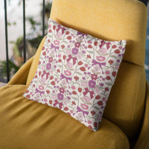Cojín Decorativo Bocos de magenta y flores Boho