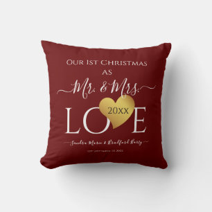 Cojín Decorativo Boda  1er primer Navidad Nombre Sr  Sra