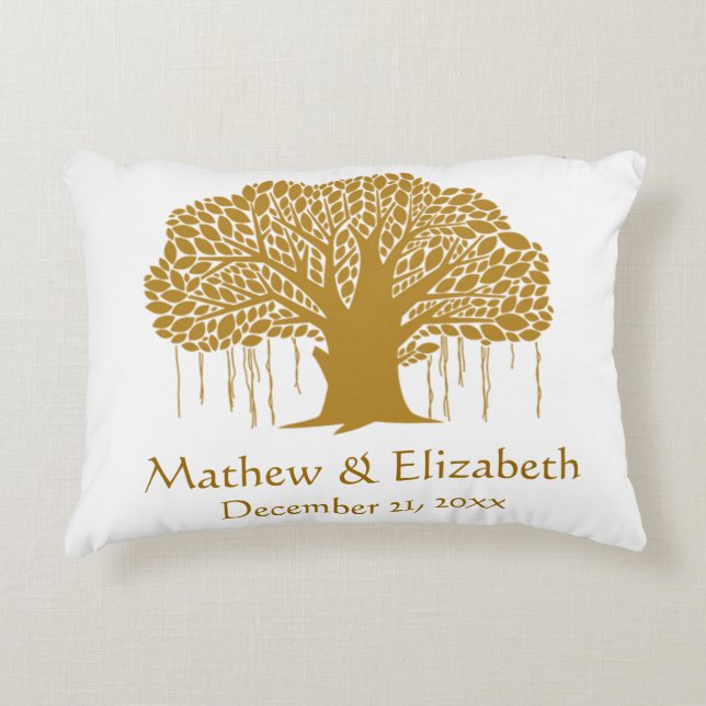 Cojín Decorativo Boda al aire libre rústica del baniano (Anverso)