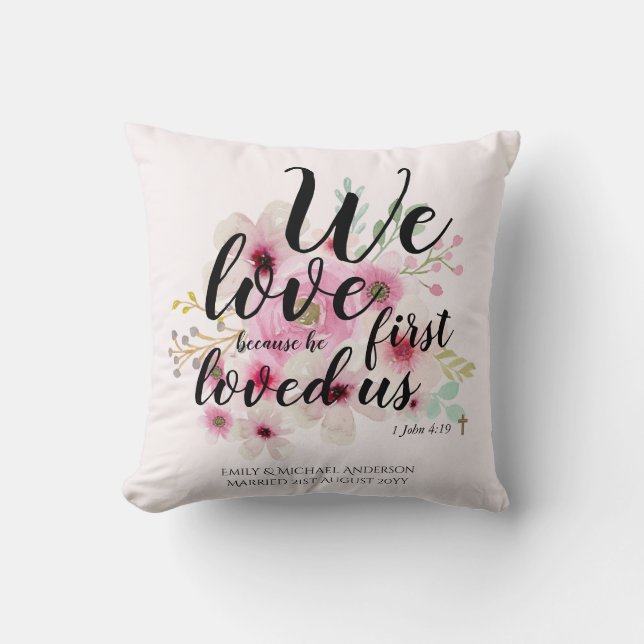 Cojín Decorativo BODA - Amamos Porque Primero Nos Amó (Anverso)