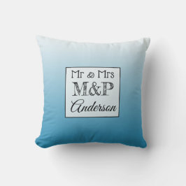 Cojín Decorativo Boda azul gradiente personalizado