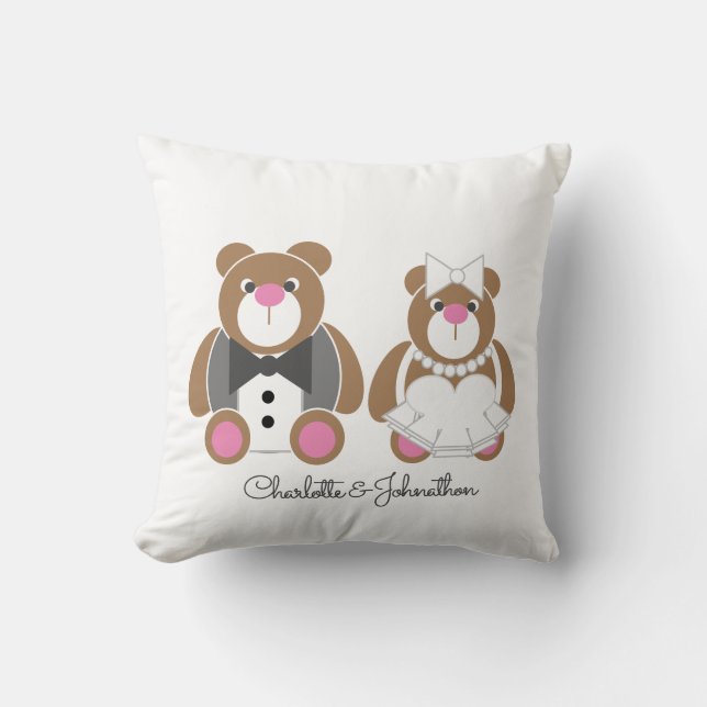 Cojín Decorativo Boda blanco de oso de peluche (Anverso)