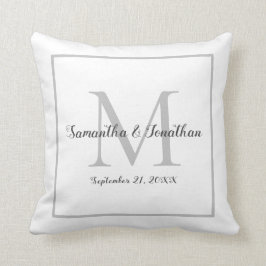 Cojín Decorativo Boda blanco monograma moderno elegante Keepsake