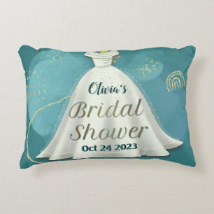 Cojín Decorativo Boda Bridal Shower se bata profundo Purpurina Verd