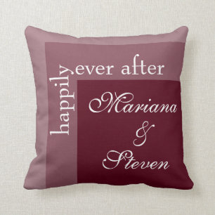 Cojín Decorativo Boda Burgundy Sencillo Moderno Chic Letra