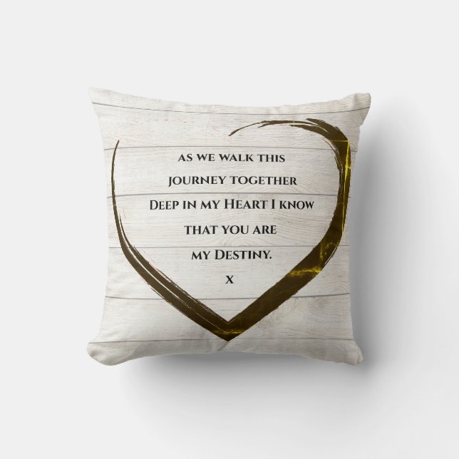 Cojín Decorativo Boda Compromiso Rústico Cita del Corazón (Anverso)