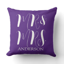 Boda con letra script Modernos Sr y Sra en Morado