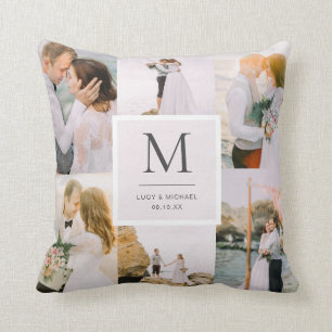Cojín Decorativo Boda con Monograma de Foto