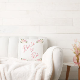 Cojín Decorativo Boda de acuarela de escritura floral rosa de novia