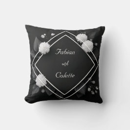 Cojín Decorativo Boda de armazón de armazón blanco y diamante negro