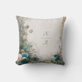 Cojín Decorativo Boda de arte popular de la vegetación rústica