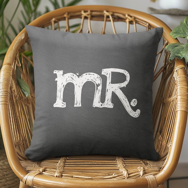 Cojín Decorativo Boda de Chalkboard Sr. Mister (Custom Pillow)