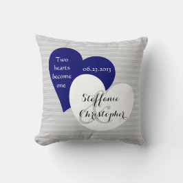 Cojín Decorativo Boda de encargo del recuerdo, tela a rayas gris,