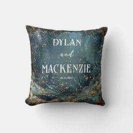 Cojín Decorativo Boda de galaxia de mármol celeste