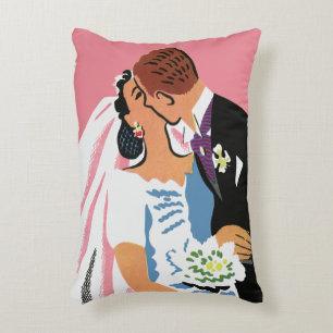 Cojín Decorativo Boda de la Vintage, Besada de Novias y Madres