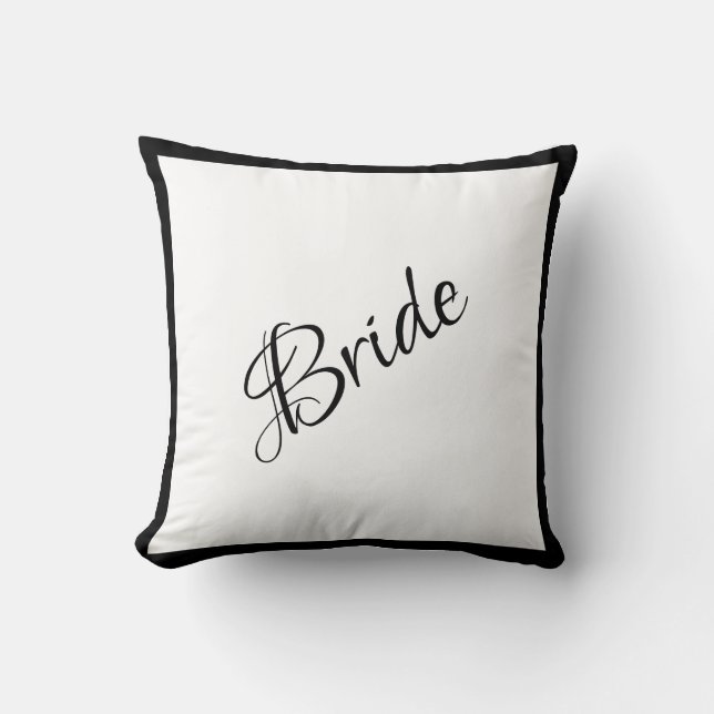 Cojín Decorativo Boda de Moda Bride Black Script (Anverso)