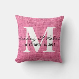 Cojín Decorativo Boda de Monograma Blanco Burlap decorativo moderno