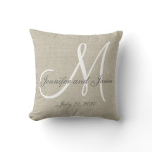 Boda de Monograma Blanco Gris Linen Beige Keepsake