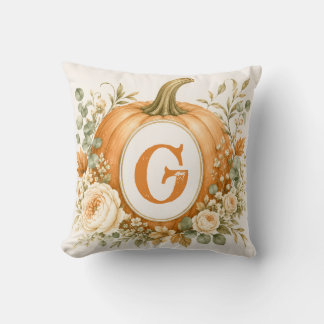 Cojín Decorativo Boda de Monograma de Calabaza Personalizada