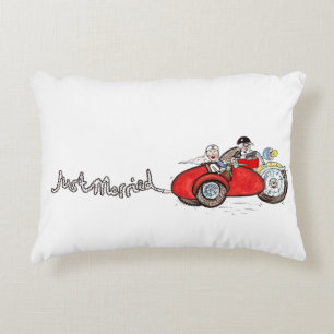 Cojín Decorativo Boda de moto y sidecar de novios