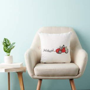 Cojín Decorativo Boda de moto y sidecar de novios