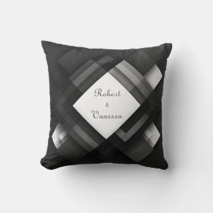 Cojín Decorativo Boda de resumen geométrico monocromo por capas