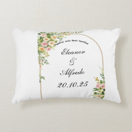 Cojín Decorativo Boda de Rosa Acuarela 