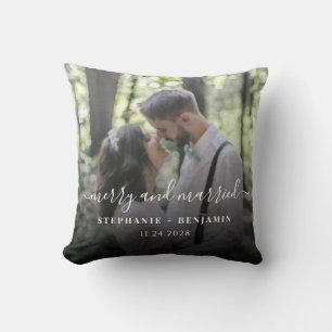 Cojín Decorativo Boda de vacaciones de Navidad Foto con Letra a Man