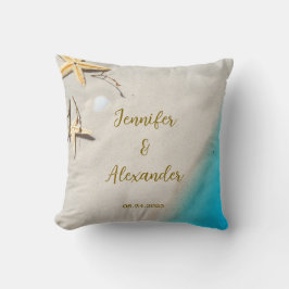 Cojín Decorativo Boda del novio de la novia de la playa del océano 