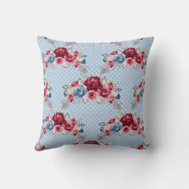 Cojín Decorativo Boda Dusty Blue, Burgundy & Pink Roses