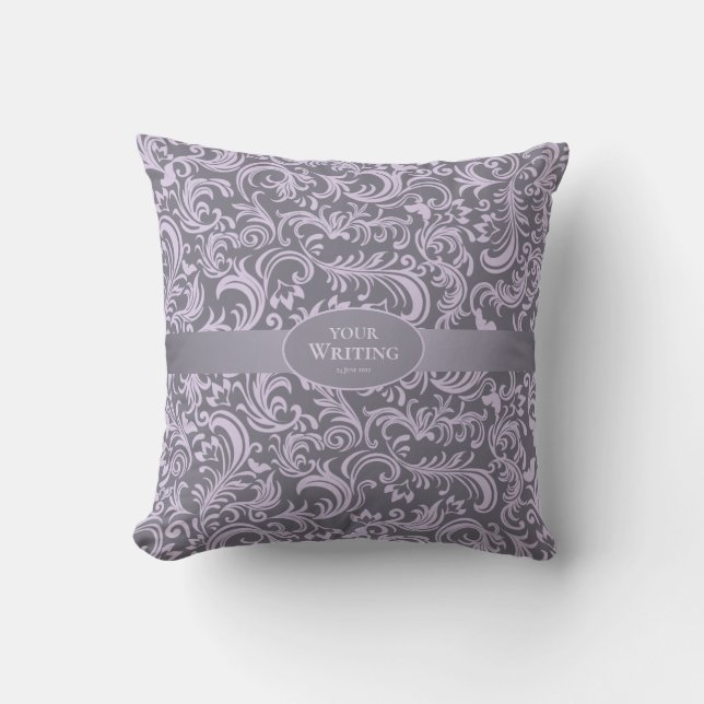 Cojín Decorativo Boda elegante de lavanda y gris (Anverso)