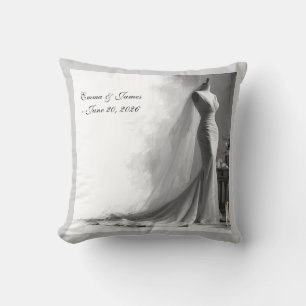 Cojín Decorativo Boda elegante en blanco y negro