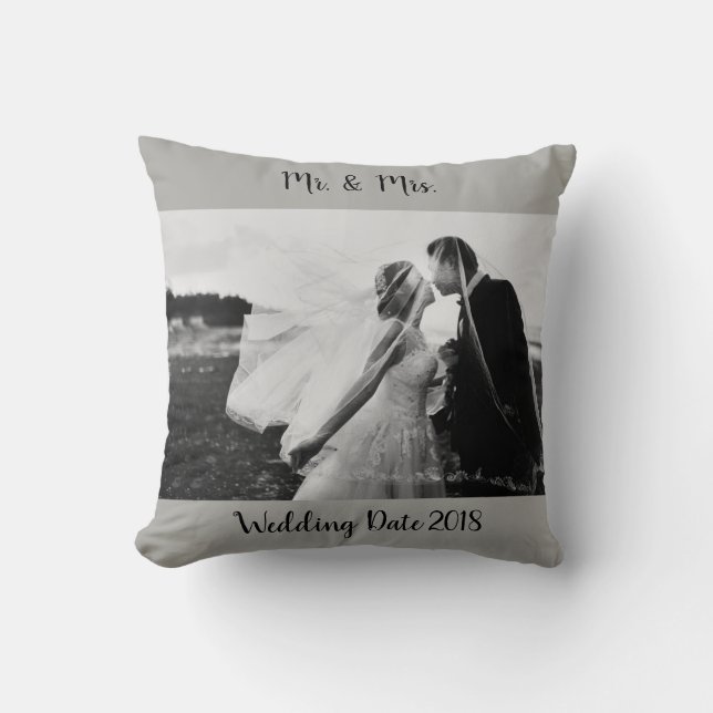 Cojín Decorativo Boda en Blanco y Negro (Anverso)